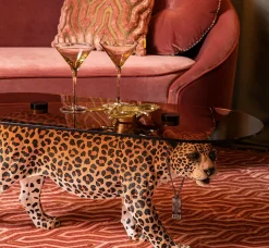 Retro Beistelltisch Couchtisch Dope As Hell Panther Rauchglasplatte