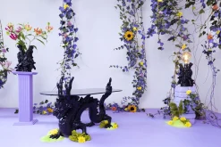 Retro Beistelltisch Couchtisch Dragonized Rauchglasplatte