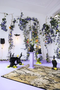 Retro Beistelltisch Couchtisch Dragonized Rauchglasplatte