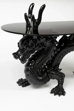 Retro Beistelltisch Couchtisch Dragonized Rauchglasplatte