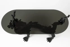 Retro Beistelltisch Couchtisch Dragonized Rauchglasplatte