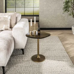 Retro Beistelltische Eclipse Glas Metall Antik-Gold S