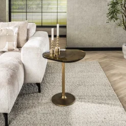 Retro Beistelltische Eclipse Glas Metall Antik-Gold M