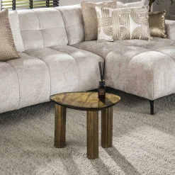 Retro Beistelltische Eclipse Glas Metall Dreibeinig Antik-Gold S