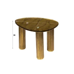 Retro Beistelltische Eclipse Glas Metall Dreibeinig Antik-Gold S