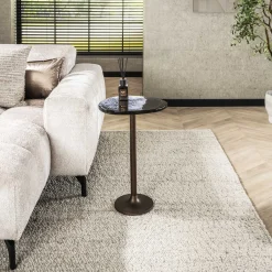 Retro Beistelltische Eclipse Glas Metall Antik-Kupfer L