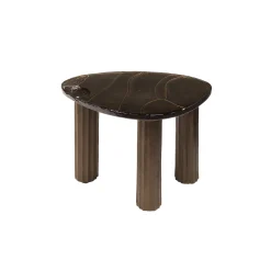 Retro Beistelltische Eclipse Glas Metall Dreibeinig Antik-Kupfer S