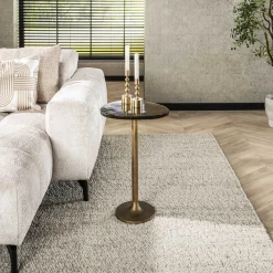 Retro Beistelltische Eclipse Glas Metall Antik-Gold L