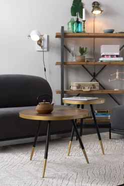 Retro Couchtisch Denise Beistelltisch Coffe Table Messing Brass Ø 60