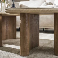 Retro Couchtisch 2er Set Romano Travertin Keramik Organic Shape