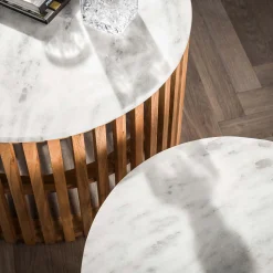 Retro Couchtisch 2er Set Sunset Marmor Rund