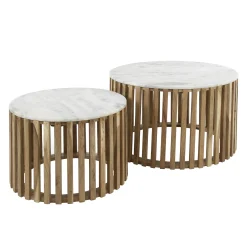 Retro Couchtisch 2er Set Sunset Marmor Rund