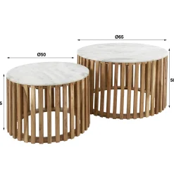 Retro Couchtisch 2er Set Sunset Marmor Rund