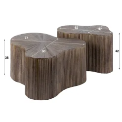 Retro Couchtisch 2er Set Shamrock Maya Teakholz