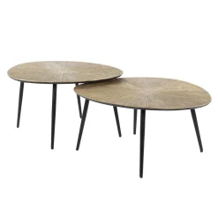 Retro Couchtisch Set Ray Of Light Metall Bronze / Gold 2er Set Organisch