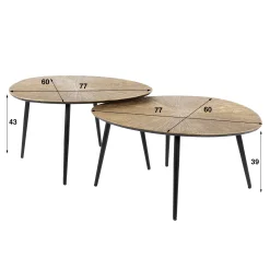 Retro Couchtisch Set Ray Of Light Metall Bronze / Gold 2er Set Organisch