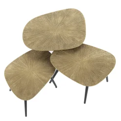 Retro Couchtisch Set Ray Of Light Metall Bronze / Gold 3er Set Quadratisch