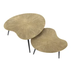 Retro Couchtisch Set Ray Of Light Metall Bronze / Gold 2er Set Nierenförmig