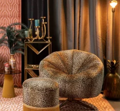 Retro Drehsessel Cocktailsessel Sunshine Leopardenmuster