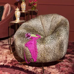 Retro Drehsessel Cocktailsessel Sunshine Leopardenmuster