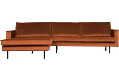 Retro Ecksofa Samt Rodeo 3-Sitzer Rechts oder Links 300/160 Rost Links