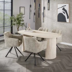 Retro Esstisch Arch Organic 180 Travertin Keramik