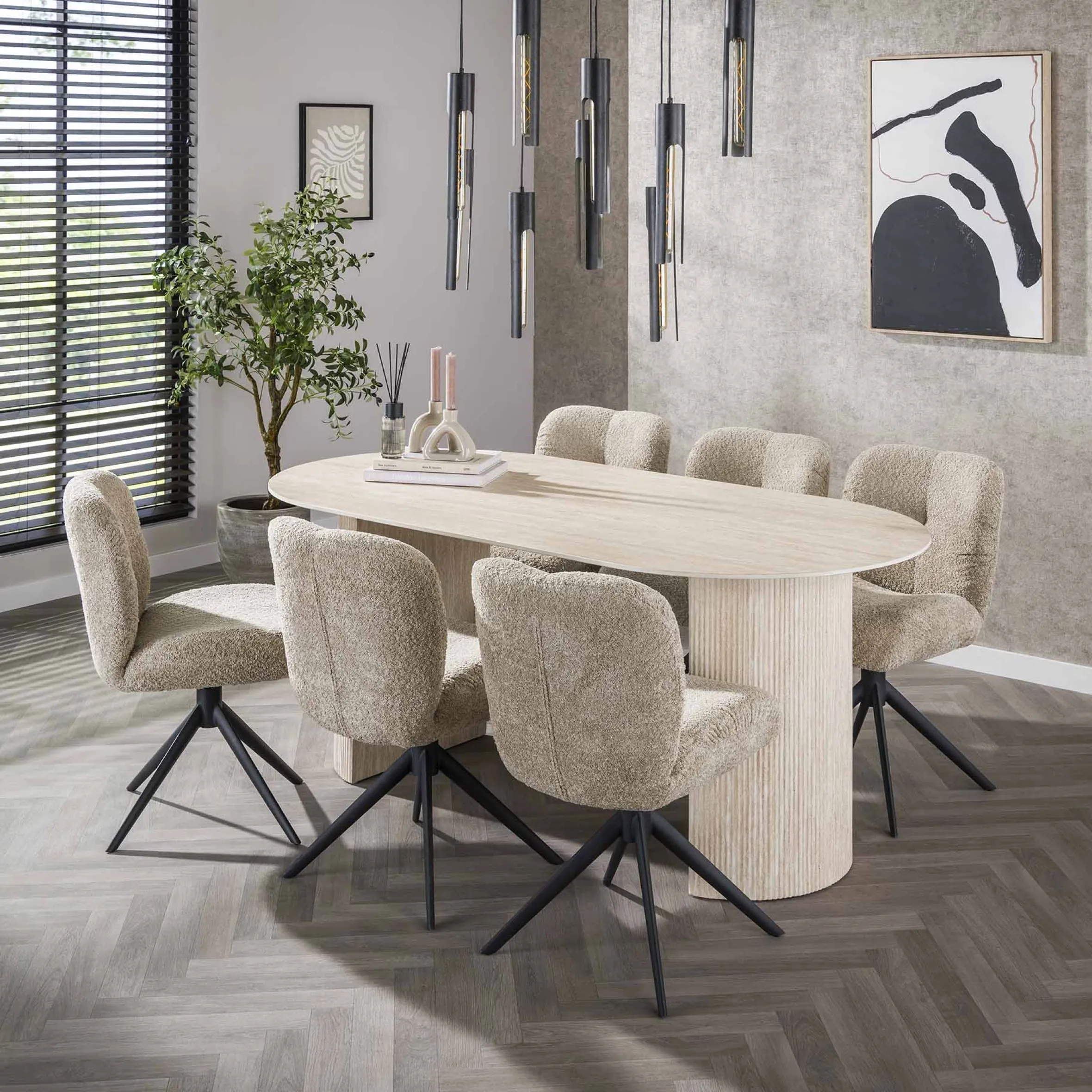 Retro Esstisch Arch Organic 180 Travertin Keramik