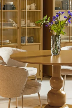 Retro Esstisch Blanco Mangoholz rund in Honiggelb