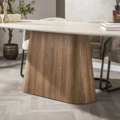 Retro Esstisch Centro 215 Travertin Keramik Eichenoptik