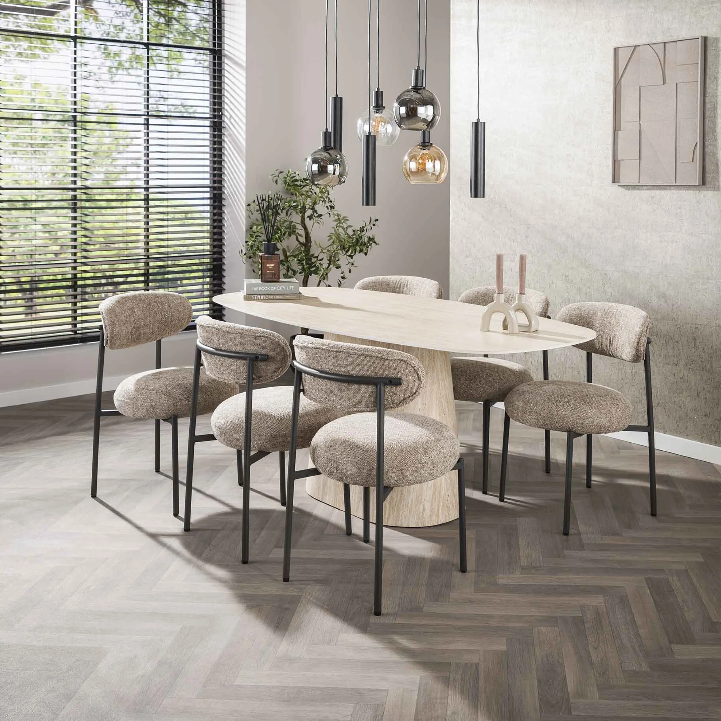 Retro Esstisch Centro 180 Travertin Keramik