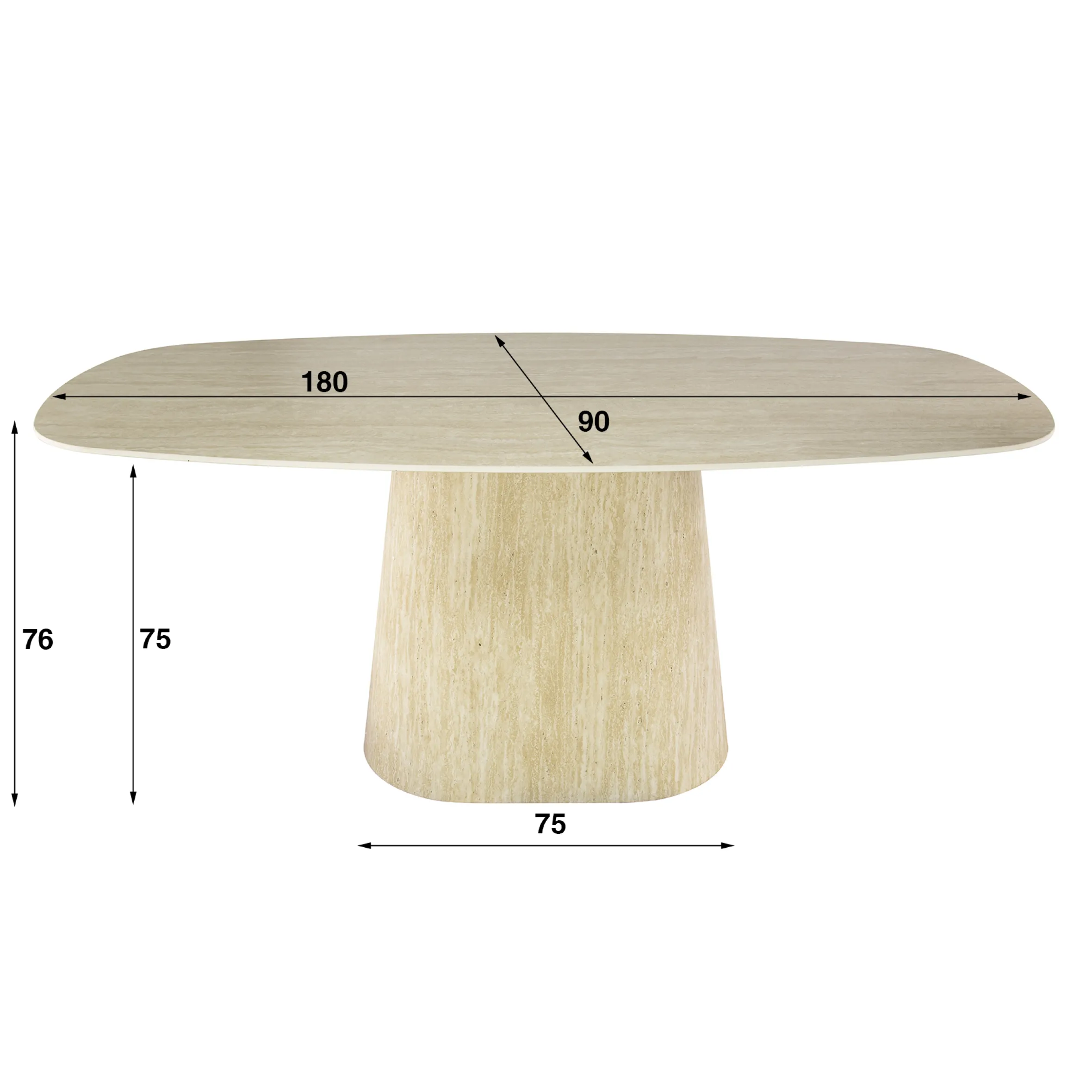 Retro Esstisch Centro 180 Travertin Keramik