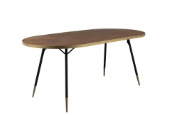 Retro Esstisch Denise Oval Messing Brass Walnussfarben 180 x 90 cm
