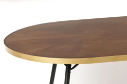 Retro Esstisch Denise Oval Messing Brass Walnussfarben 180 x 90 cm