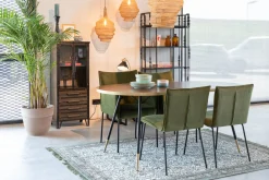 Retro Esstisch Denise Oval Messing Brass Walnussfarben 180 x 90 cm