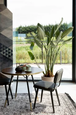 Retro Esstisch Denise Rund Messing Brass Walnussfarben Ø 90 cm