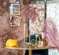 Retro Esstisch Hypnotising Metall Rund in Gold