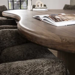 Retro Esstisch Konferenztisch Massivholz Sculpture Akazie Nierenform 240 cm