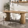 Retro Esstisch Mangoholz Wave 215 oval gerillte Beine