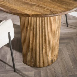 Retro Esstisch Mangoholz Wave 215 oval gerillte Beine