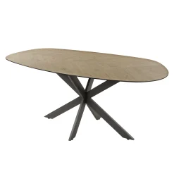 Retro Esstisch Organic Shape Teakholzfurnier Fischgrätmuster 180