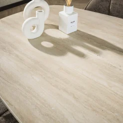 Retro Esstisch Romano 215 cm Travertin Keramik Spider-Gestell