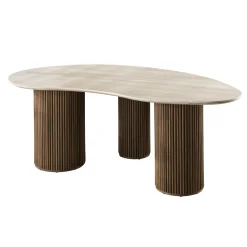 Retro Esstisch Romano 215 Travertin Keramik Nierenförmig