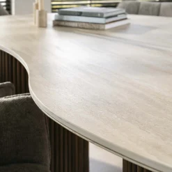 Retro Esstisch Romano 215 Travertin Keramik Nierenförmig