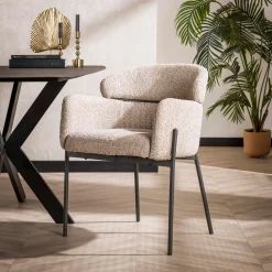 Retro Esszimmerstuhl Armlehnstuhl Bouclé Sand