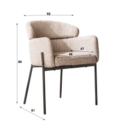 Retro Esszimmerstuhl Armlehnstuhl Bouclé Sand