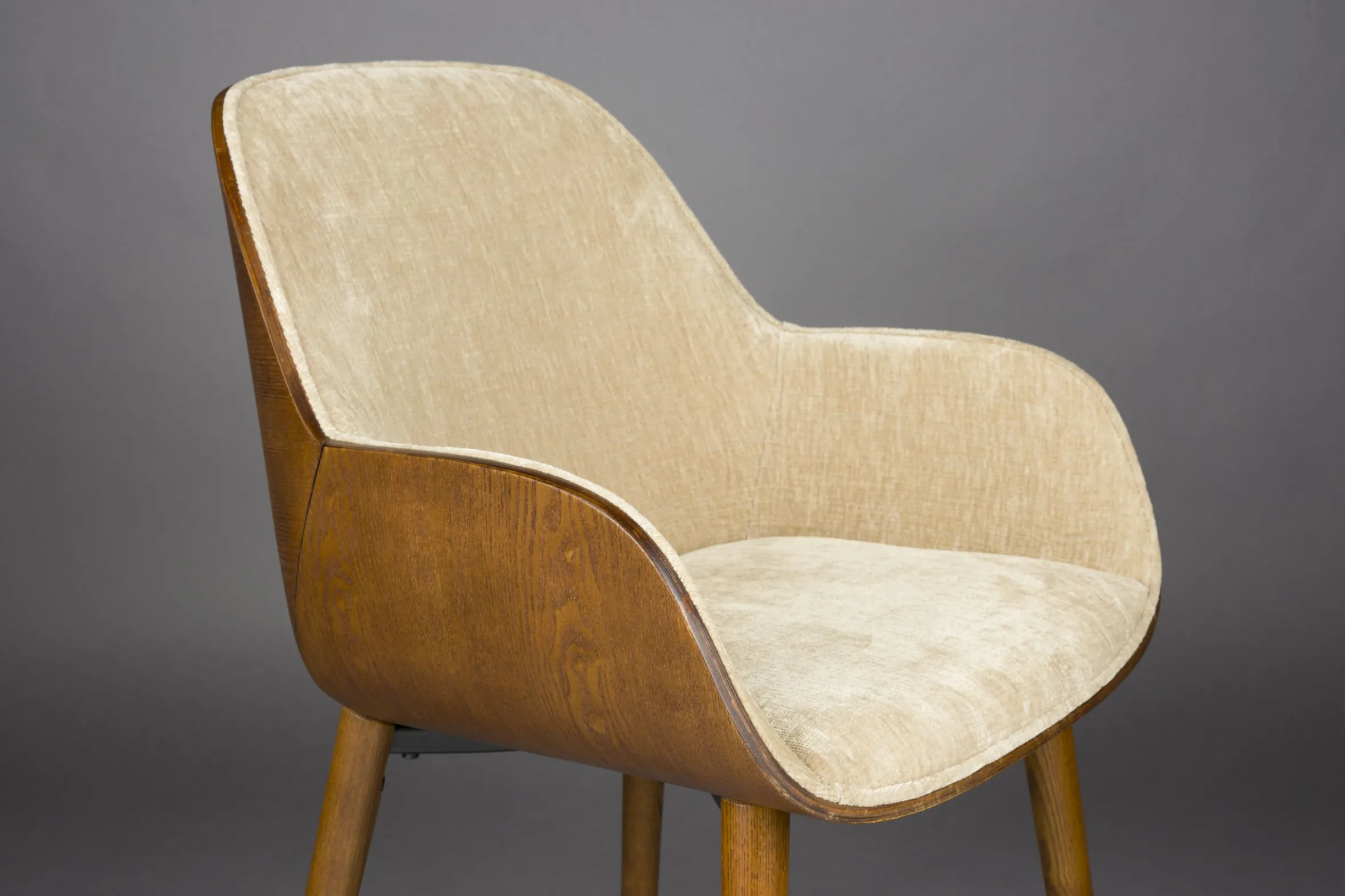 Retro Esszimmerstuhl Armlehnstuhl Taylor Holz Beige