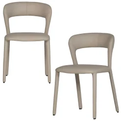 Retro Esszimmerstuhl Lederstuhl Noble Komplettbezug Kunstleder Beige