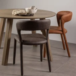 Retro Esszimmerstuhl Lederstuhl Noble Komplettbezug Kunstleder Anthrazit