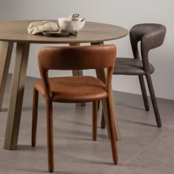 Retro Esszimmerstuhl Lederstuhl Noble Komplettbezug Kunstleder Cognac