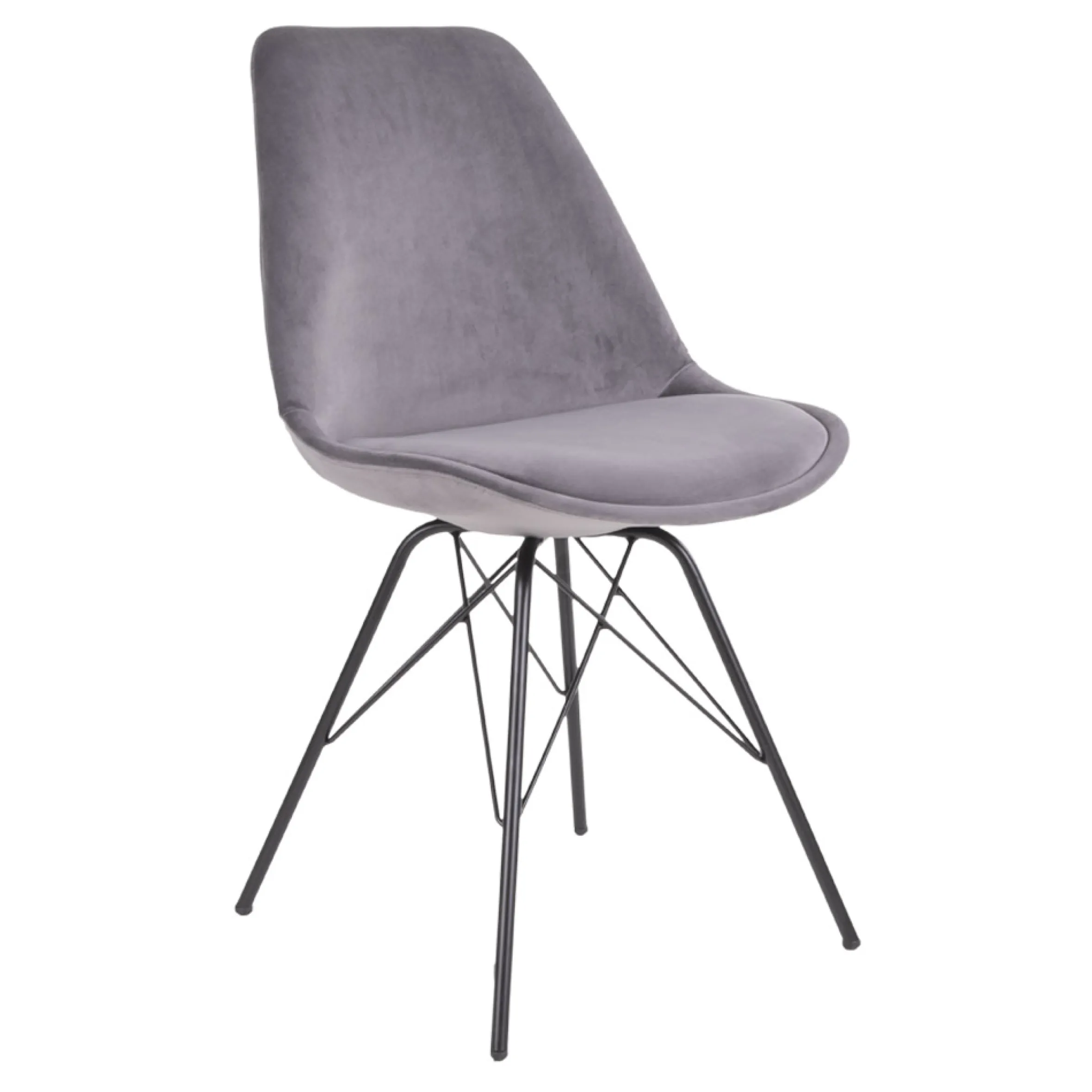 Retro Esszimmerstuhl Oslo Samt Grau